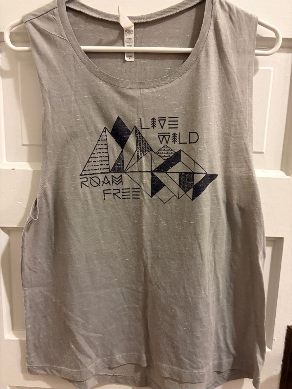 Bella Canvas Light Gray Kids Graphic Tank with black Mountain Print